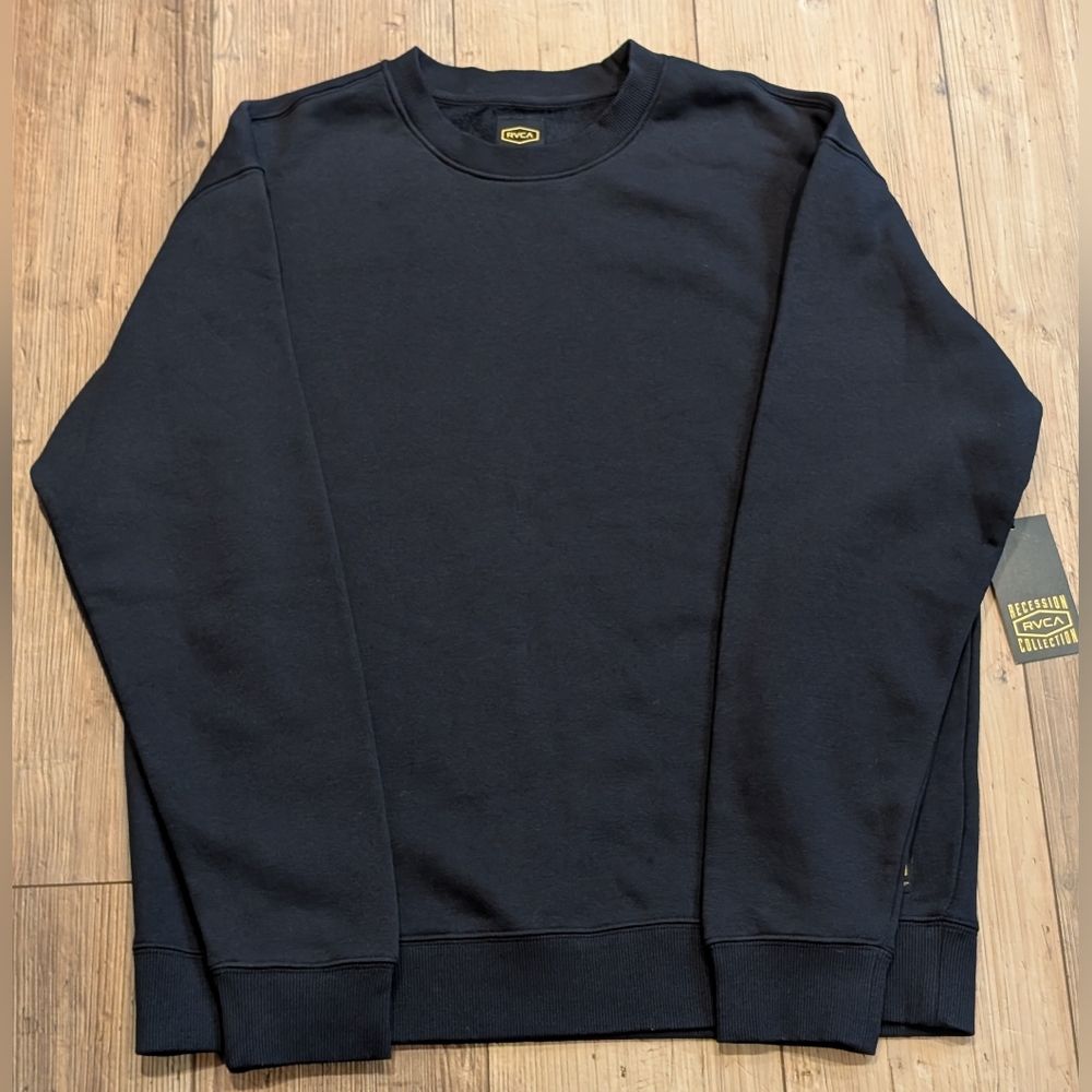 RVCA Crew Black Pullover Crew Neck Sweater Men Size Large NWT